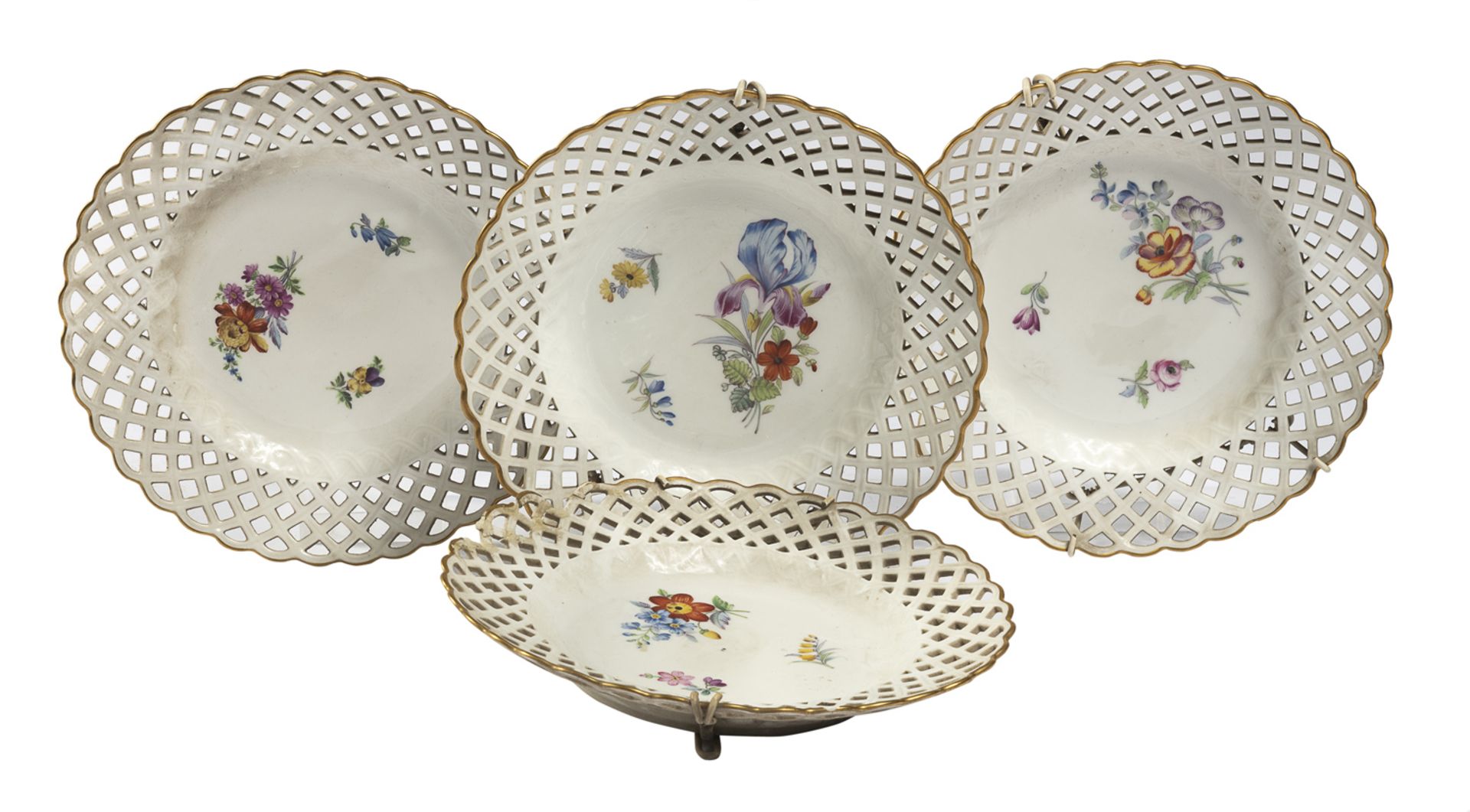 FOUR PORCELAIN PLATES MEISSEN 19TH CENTURY