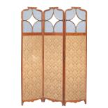 THREE PANEL SHERATON SCREEN IN SATIN ENGLAND 19th CENTURY