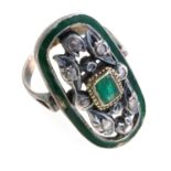 GOLD AND SILVER RING WITH EMERALD