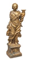 TORCH HOLDER SCULPTURE IN GILTWOOD 17th CENTURY