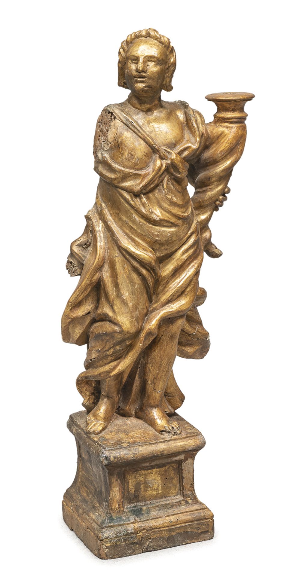 TORCH HOLDER SCULPTURE IN GILTWOOD 17th CENTURY