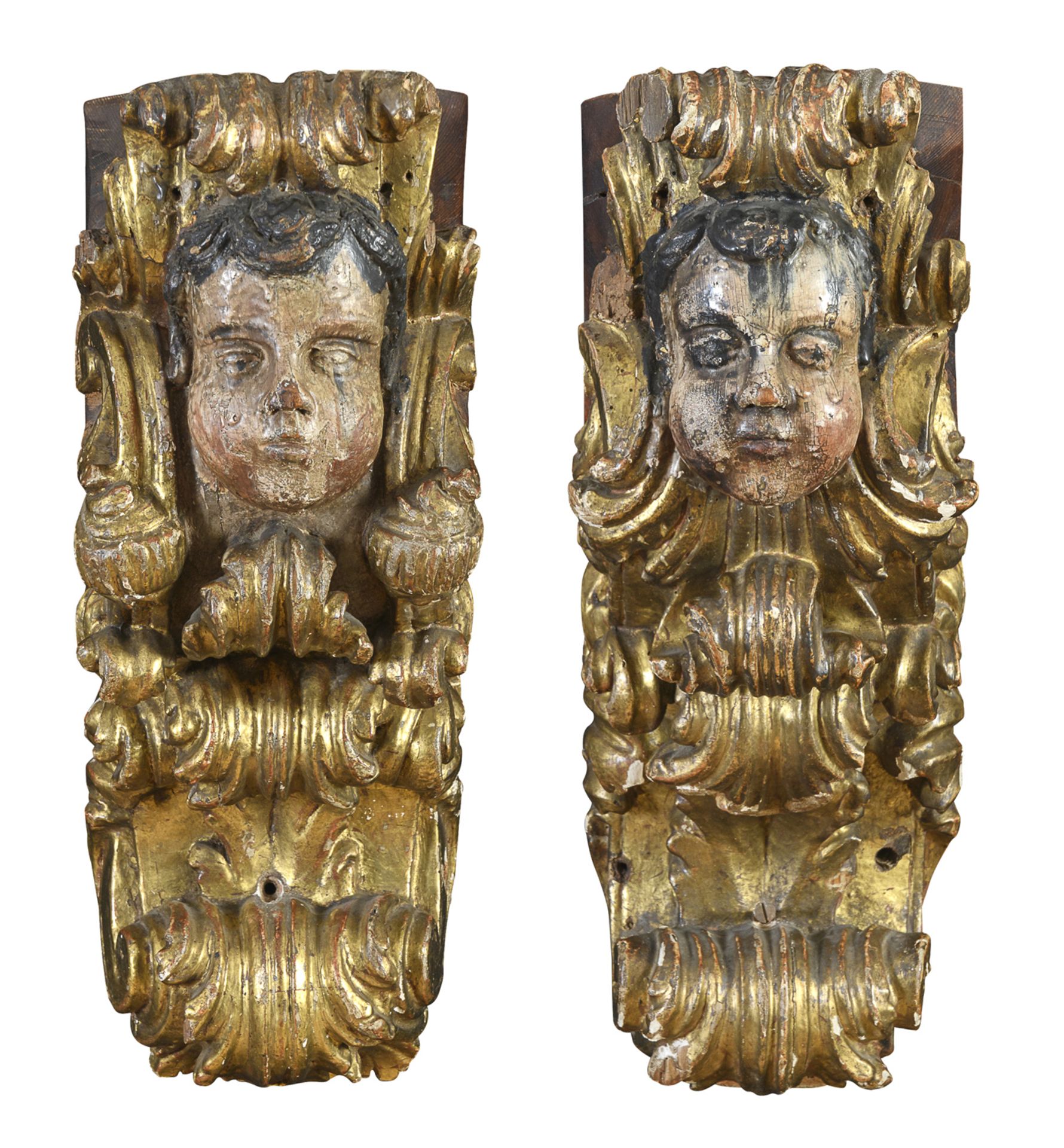 PAIR OF WOOD SHELVES NORTHERN ITALY LATE 17th CENTURY