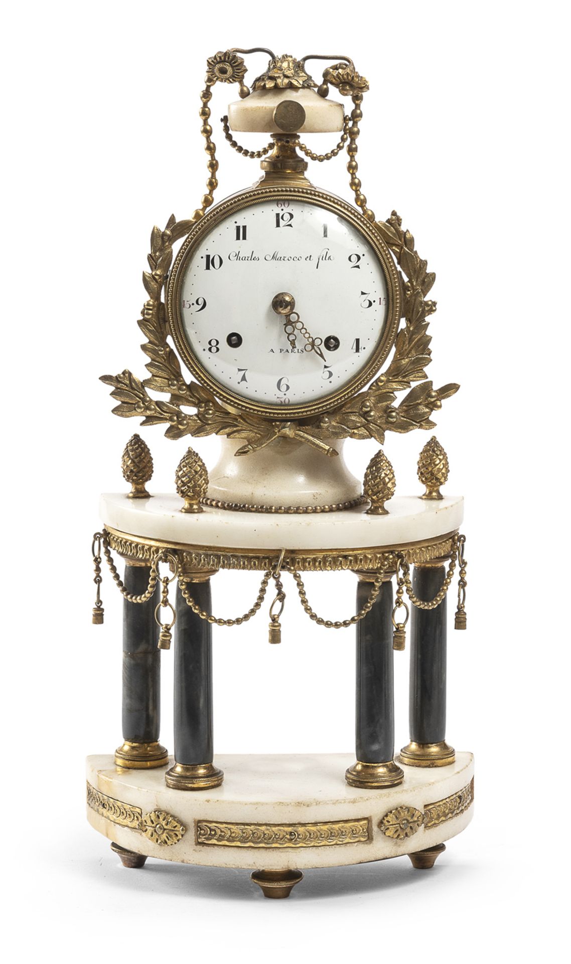 SMALL RARE TABLE CLOCK MAROCO ET FILS PARIS END OF THE LOUIS XVI PERIOD