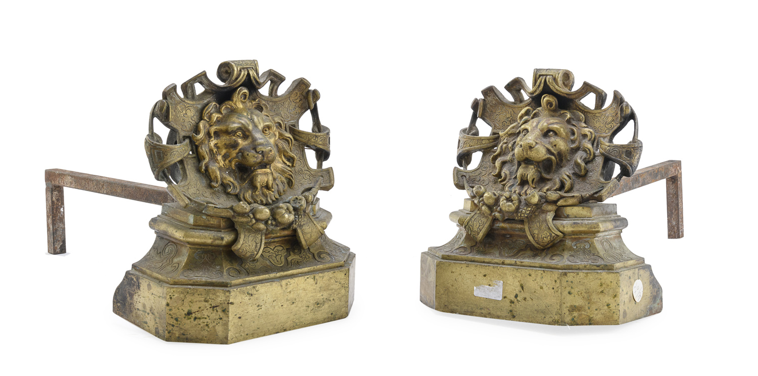 PAIR OF BRONZE FIREDOGS 18th CENTURY