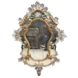 RARE MIRROR IN GLASS AND WOOD VENICE 19th CENTURY