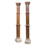 A PAIR OF INDIAN WOOD COLUMNS EARLY 20TH CENTURY.