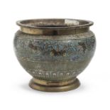 A JAPANESE CLOISONNÉ-ENAMELED BRONZE CACHEPOT SECOND HALF 19TH CENTURY.