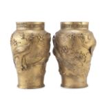 A PAIR OF JAPANESE BRONZE VASES LATE 19TH EARLY 20TH CENTURY.