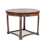 BEAUTIFUL CIRCULAR TABLE IN WALNUT AND WALNUT ROOT TUSCANY EMPIRE PERIOD