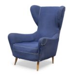 ARMCHAIR IN BLUE FABRIC 1950s