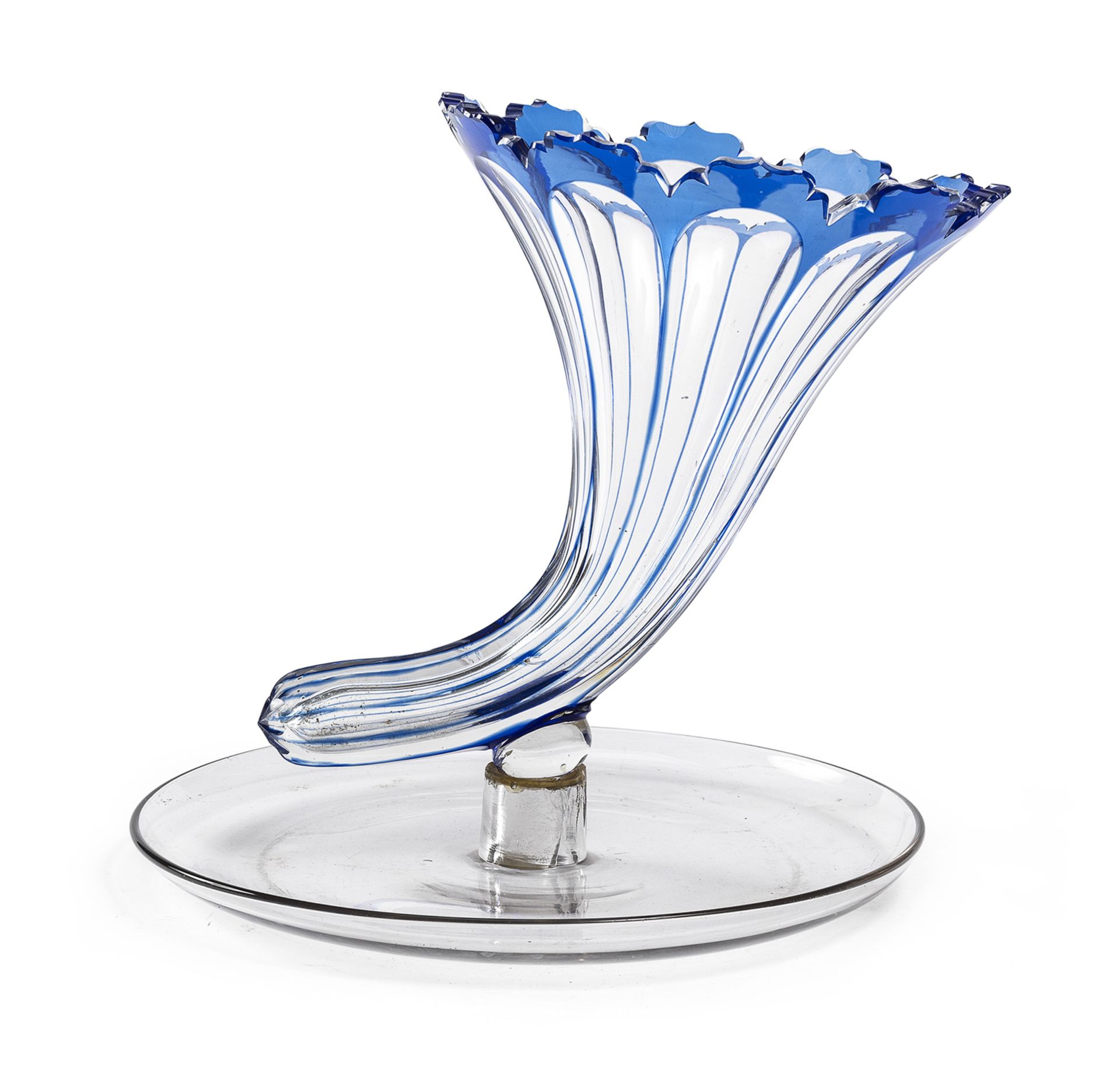 CUT GLASS VASE WITH PLATE 1070s