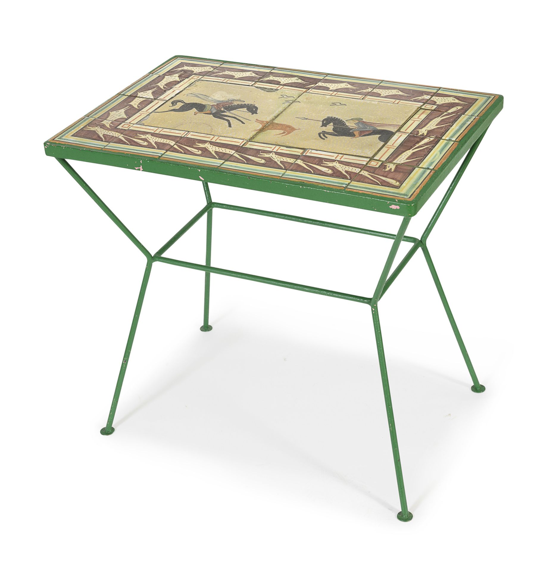 TABLE WITH VIETRI CERAMIC TILES 1940s