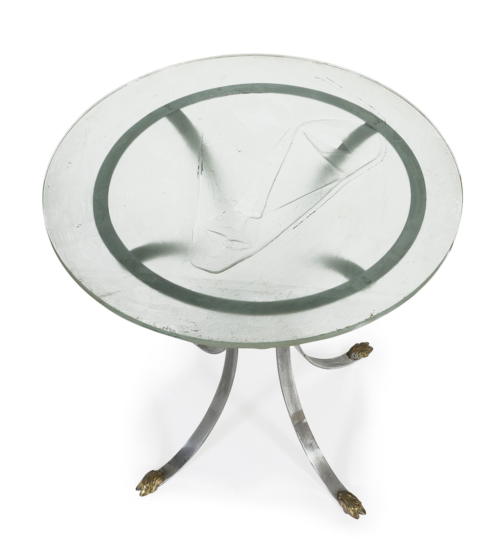 CRYSTAL TABLE WITH CUBIST ENGRAVING 1960s - Image 2 of 2