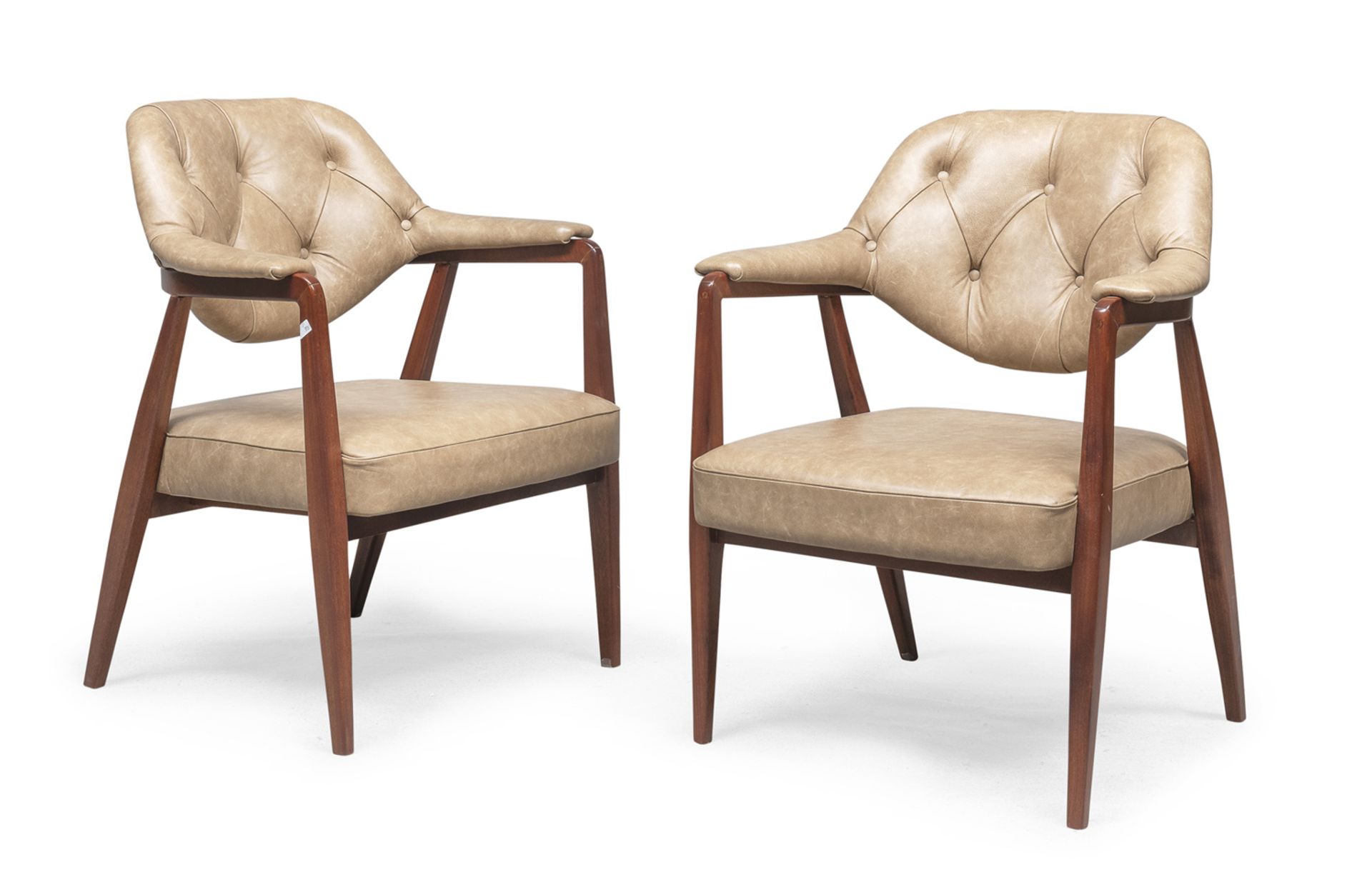 PAIR OF LEATHER ARMCHAIRS 1950s