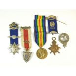 WWI SERVICE & FRATERNAL ORDER MEDALS.