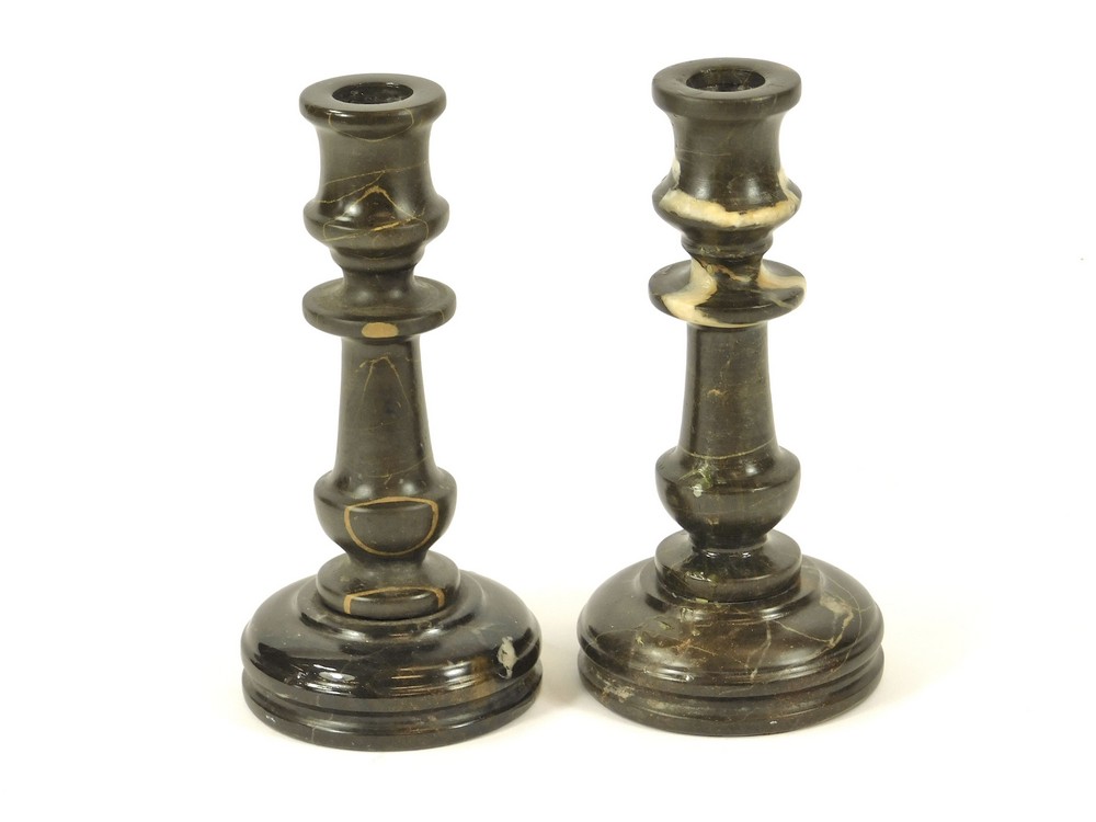 MARBLE CANDLESTICKS.