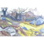 After Helge Nielsen (Danish, 1893?1980): Bornholm, Danmark landscape, watercolour, signed and