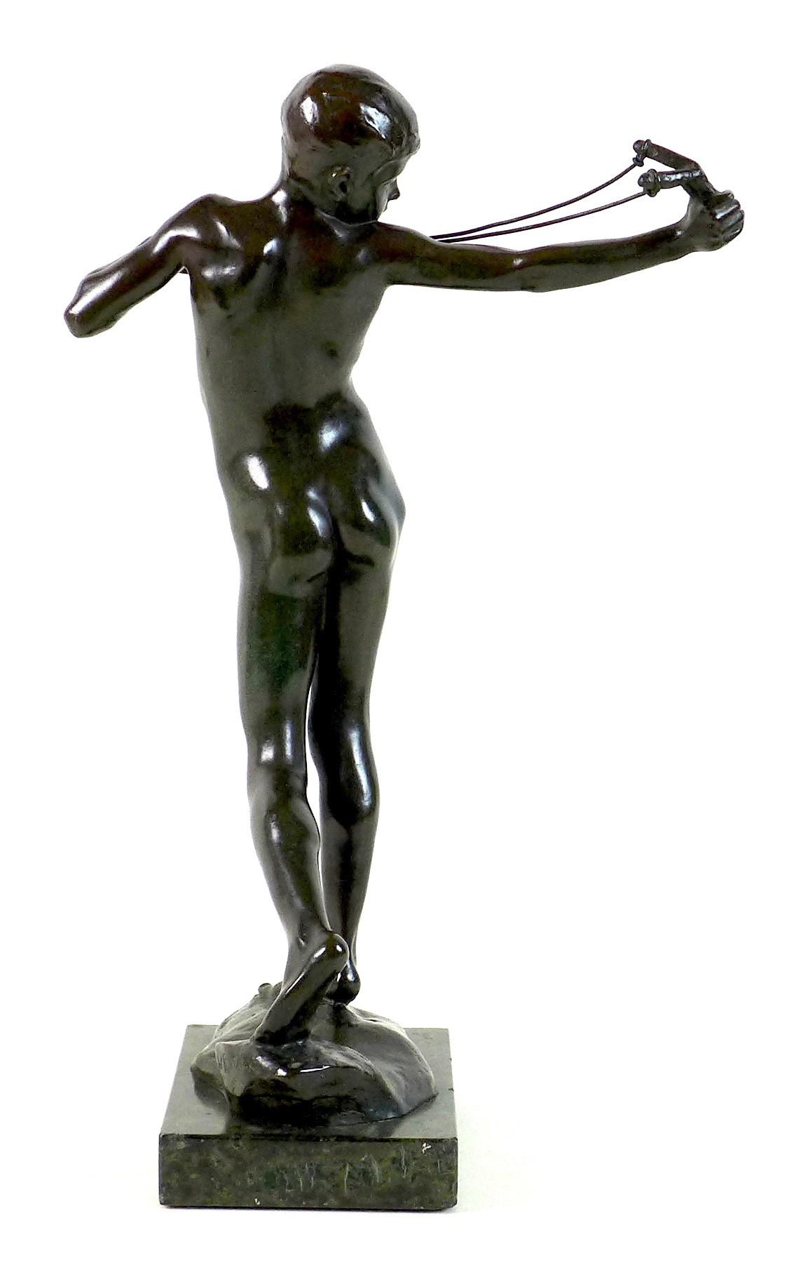 Sir William Reid Dick (British, 1878-1961): 'Slingboy' or 'The Catapult', a bronze figural - Image 4 of 14