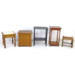 A group of five pieces of furniture, comprising a mid 20th century Japanese black painted two tier