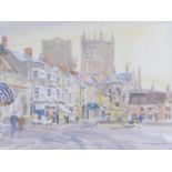 Ralph Hartley (British, 1926-1988): Rainy day Wells watercolour, signed and dated '78', with title