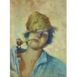 G. Sabeck (20th century): 'Peasant Boy', oil on canvas, circa 1920, signed bottom right, 48 by 36cm,