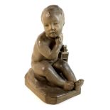 After Jean-Baptiste Pigalle (French, 1714-1785): a terracotta sculpture of a baby with birdcage,