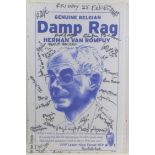 A UKIP 'Damp Rag' towel, signed by Nigel Farage amongst others, 75 by 47cm, mounted in glazed