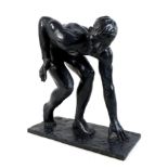 Sir Ian Rank-Broadley FRBS (British, b. 1952): 'Crouching Youth', a bronze figural sculpture, with