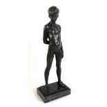 C Kramny (German, early 20th century): 'Standing Boy', a bronze figural sculpture of a boy with