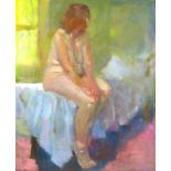 British School (20th century): Untitled Nude, 'Redgrove 1977' painted to back, oil on canvas, 90