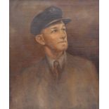 A mid 20th century portrait of an officer in uniform, circa 1945, oil on canvas, 61 by 51cm, framed,