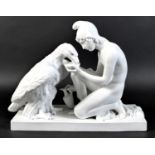 A Royal Copenhagen Parian sculpture, circa 1900, modelled as 'Ganymede and the Eagle', after the