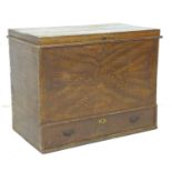 A Russian softwood mule chest, circa 1930, decorated with faux wood grain finish, lift lid revealing