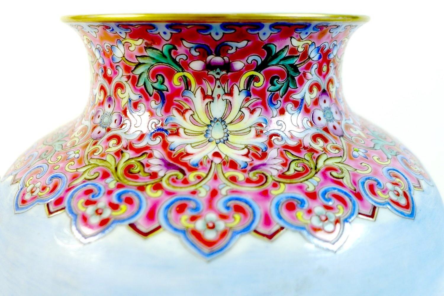 A Chinese famille rose porcelain vase, mid 20th century, decorated with a continuous scene of - Image 6 of 10