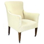 An Edwardian armchair, upholstered in modern white fabric, 59 by 70 by 90cm high.