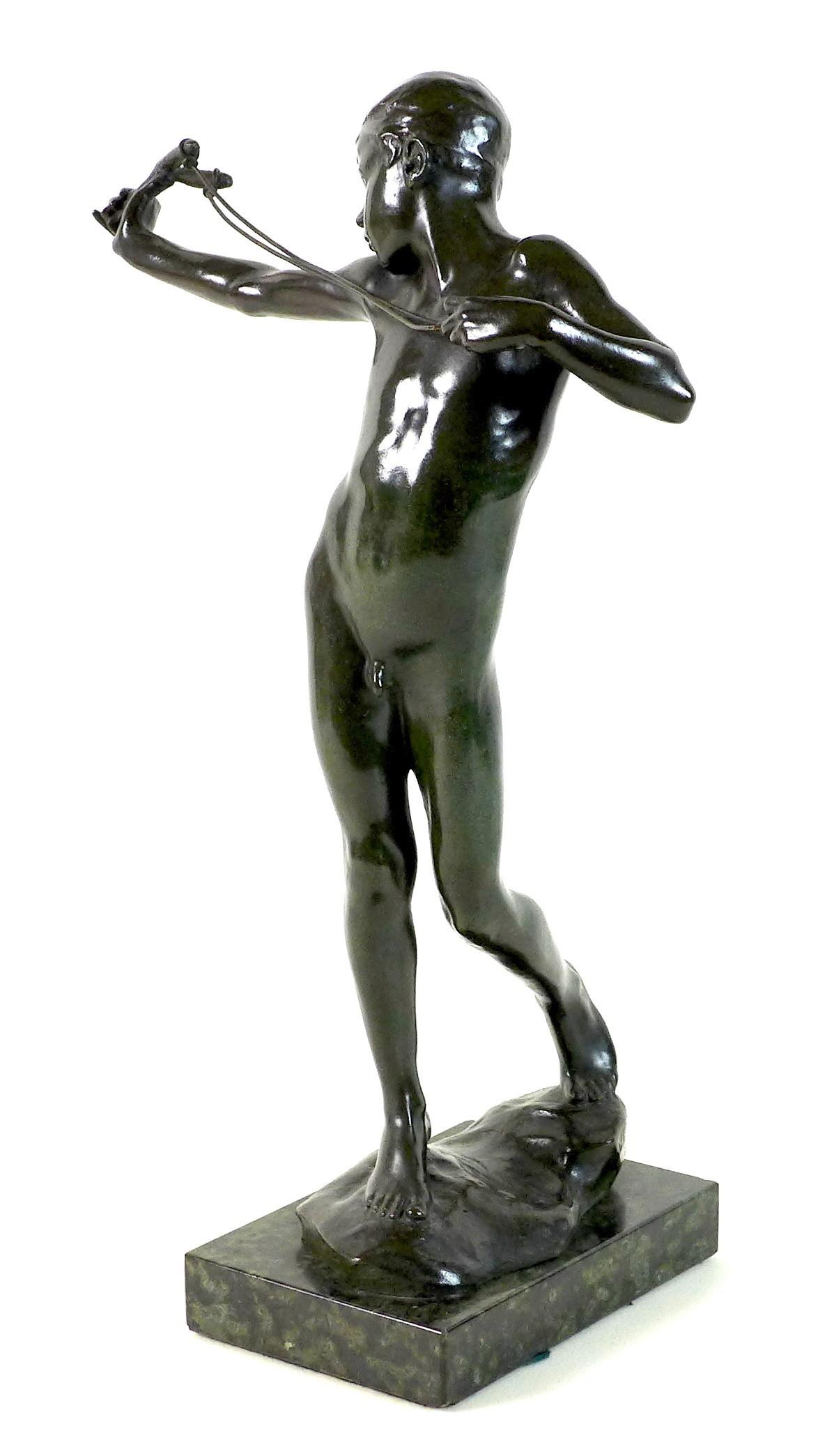 Sir William Reid Dick (British, 1878-1961): 'Slingboy' or 'The Catapult', a bronze figural - Image 5 of 14