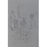 James Kerr-Lawson (1865-1939): 'Fishermen', a study of fishermen gathered at a quayside, with