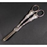 A pair of Victorian silver grape shears, inscribed with 'Fernside to Belmont' and two armorial