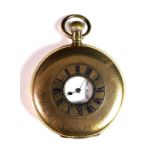 An American Waltham 'Ensign' grade gold plated half hunter pocket watch, circa 1907, keyless wind,