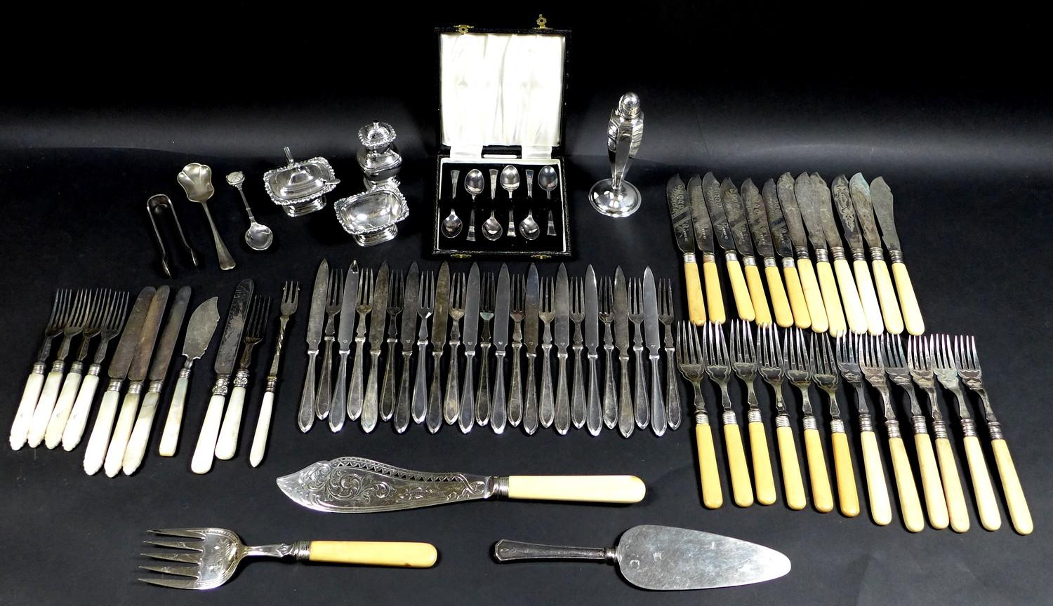 A collection of Roberts & Belk flatware and other silver plated items, including a twelve place