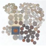 A collection of Georgian and later British coins, including pre 1920 silver coinage, 9.06toz