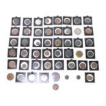 A group of forty nine coins, medals and tokens dating from 18th century and later, including a