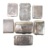 A group of Edwardian silver card cases, including several engine turned examples, and one engraved