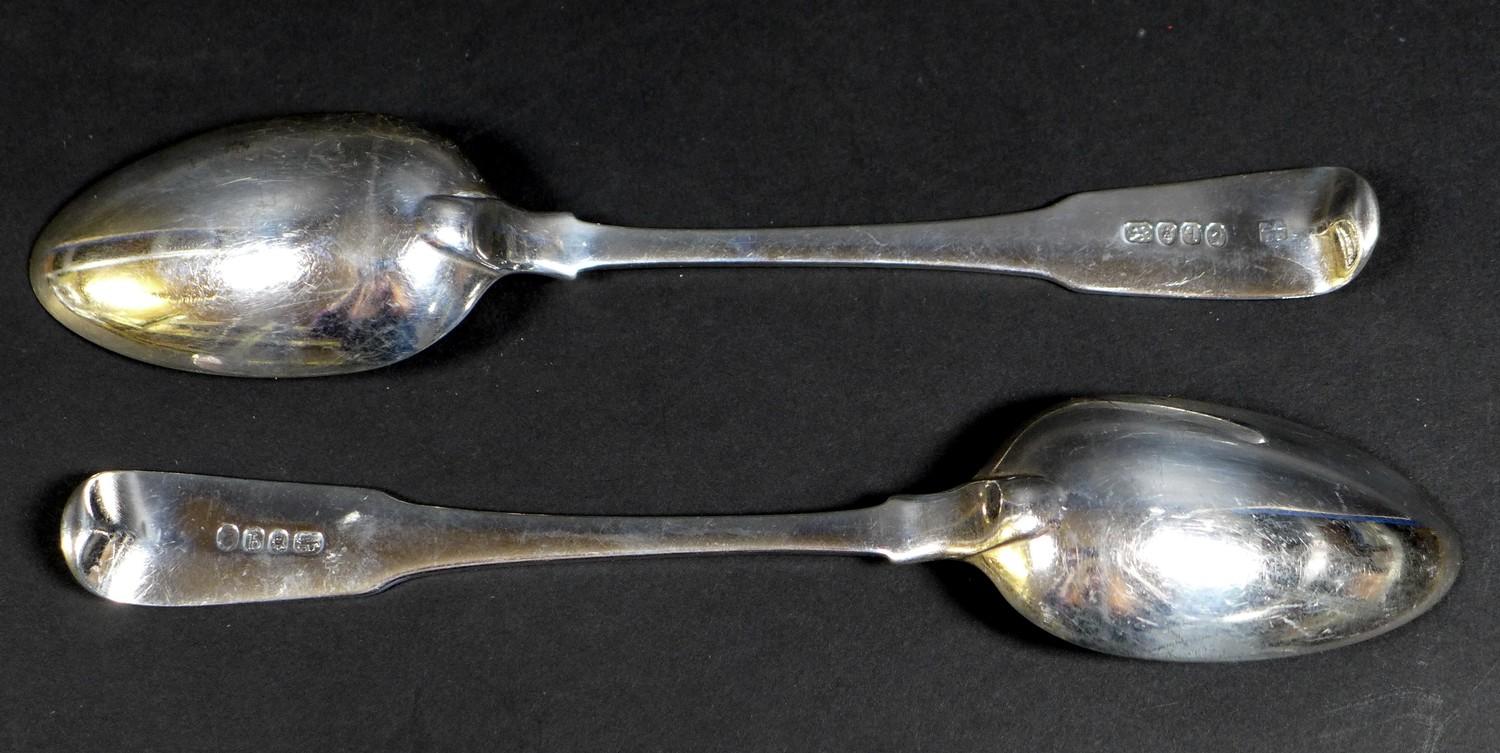 A pair of George III silver table spoons, fiddle and thread pattern, George Smith (III) & William - Image 2 of 4