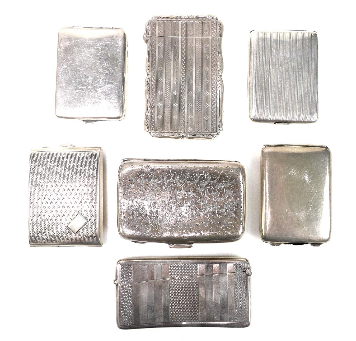 A group of Edwardian silver card cases, including several engine turned examples, and one engraved - Image 2 of 4