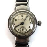 A Rolex Oyster steel cased lady's wristwatch, circa 1940, circular silvered dial with black Arabic
