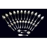 A part suite of George III silver cutlery, Hanoverian pattern with thread border, terminal