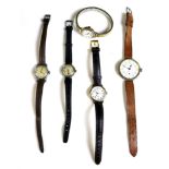 An Edwardian Longines mid sized wristwatch, white circular dial, Arabic numerals, a/f missing glass,