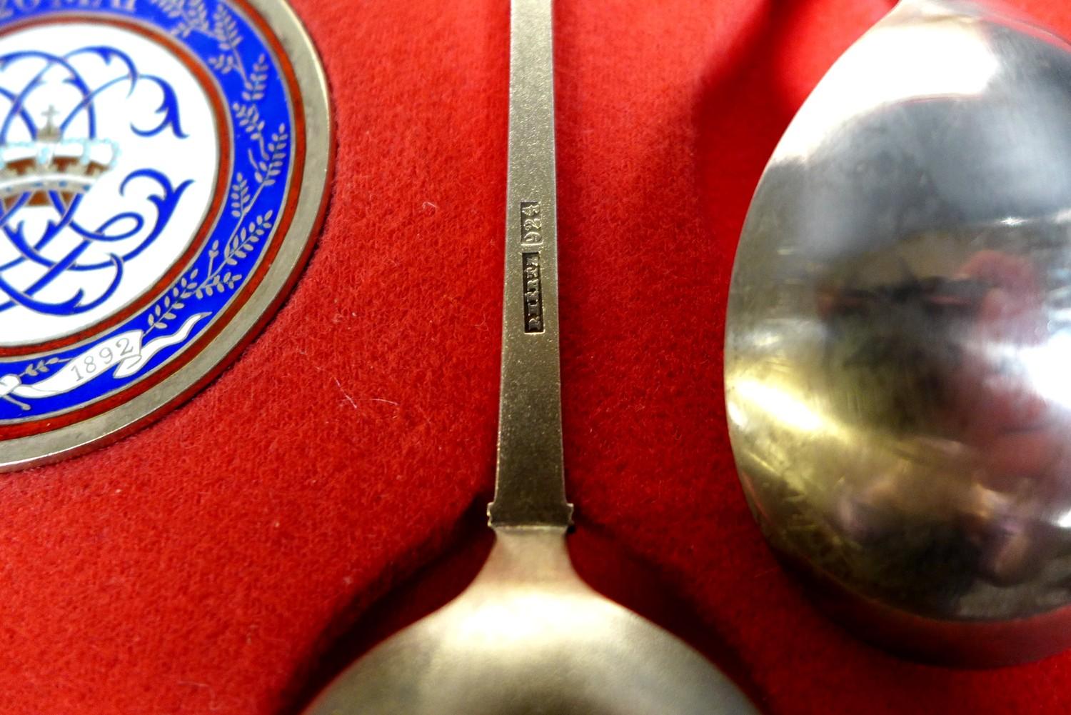 A cased set of Danish commemorative silver spoons, comprising a Christian IX and Queen Louise - Image 4 of 5