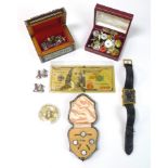 A group of gentleman's accessories, including a Rotary Elite reversible wristwatch, the